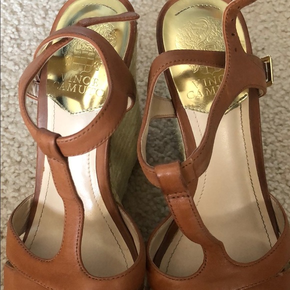 Vince Camuto espadrilles wedges 7.5 t-straps brown - Picture 8 of 8